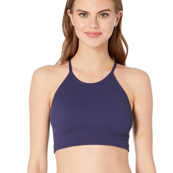 Free People Happiness Runs Tank Sports Bra Navy XS S - Picture 1 of 6